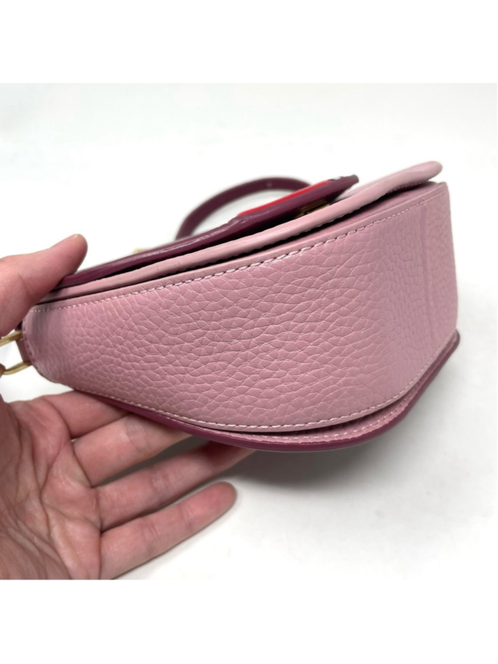 Lulu Guinness Small Leather Colorblock Pink Lips Shoulder Bag - Picture 7 of 11